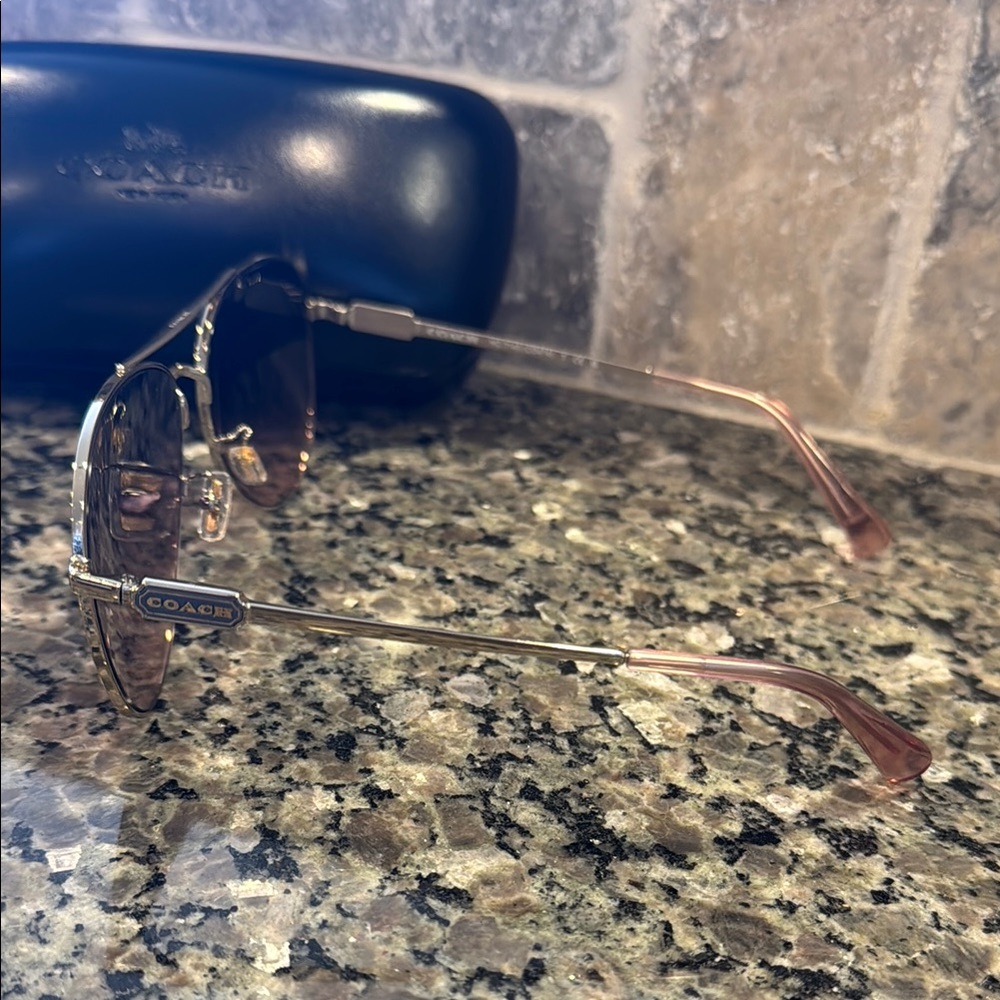 Coach Gold Aviator Sunglasses - Picture 3 of 5